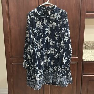 Floral Navy and White Dress